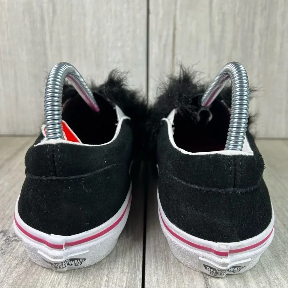 New Vans Slip On Fuzzy Monster Faux Fur Black Pink Shoes Youth Kids Size 5 - Picture 7 of 11